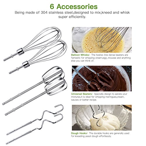 Batidora Varillas Electrica,SURPEER 300W Hand Mixer con Base,5 Velocidades y 6 Accesorio de Acciaio Inoxidable Varilla de Globo Varillas de Batidora y Varilla de Amasadora para Cocina Batidora Varillas Electrica,SURPEER 300W Hand Mixer con Base,5 Velocidades y 6 Accesorio de Acciaio Inoxidable Varilla de Globo Varillas de Batidora y Varilla de Amasadora para Cocina