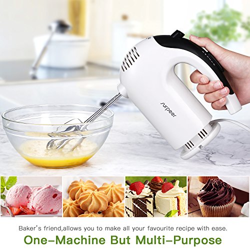 Batidora Varillas Electrica,SURPEER 300W Hand Mixer con Base,5 Velocidades y 6 Accesorio de Acciaio Inoxidable Varilla de Globo Varillas de Batidora y Varilla de Amasadora para Cocina Batidora Varillas Electrica,SURPEER 300W Hand Mixer con Base,5 Velocidades y 6 Accesorio de Acciaio Inoxidable Varilla de Globo Varillas de Batidora y Varilla de Amasadora para Cocina