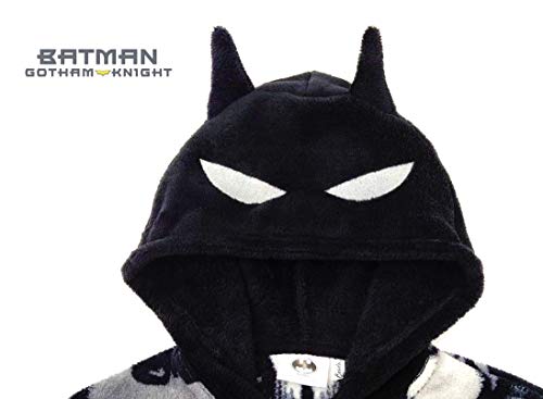 Batman Pijama Entero para Niños, Pijama De Una Pieza, Forro Polar Suave Y Acogedor, Onesie Infantil, Diseño Capucha 3D, Brilla En La Oscuridad! Regalo para Niños! 7-8 Años