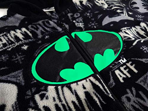 Batman Pijama Entero para Niños, Pijama De Una Pieza, Forro Polar Suave Y Acogedor, Onesie Infantil, Diseño Capucha 3D, Brilla En La Oscuridad! Regalo para Niños! 7-8 Años