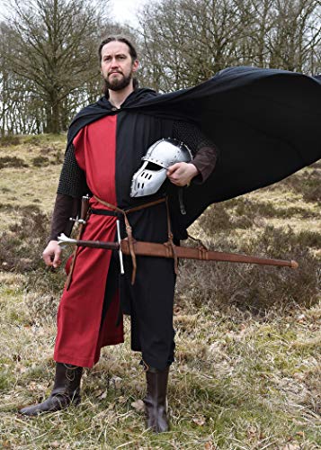 Battle-Merchant - Capa Medieval con Capucha/gugel - para Mujer y Hombre - Ideal para Larp, Estilos Vikingos o Disfraces - Negro
