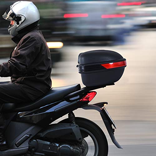 Baúl Moto Universal 30L + Llaves y Accesorios Equipaje Caja de Moto Topcase Casco para Motocicleta Ciclomotores Scooter