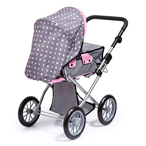 Bayer Design- Cochecito City Star, Plegable, Combolsa, Moderno, Para Muñecas de Hasta 46 Cm, Color Gris, Rosa Comhada (13666Aa)