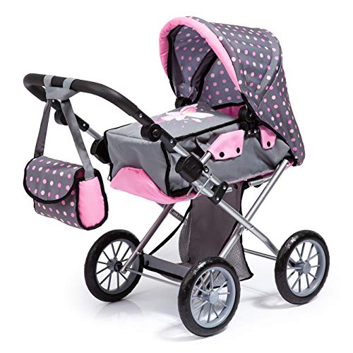 Bayer Design- Cochecito City Star, Plegable, Combolsa, Moderno, Para Muñecas de Hasta 46 Cm, Color Gris, Rosa Comhada (13666Aa)