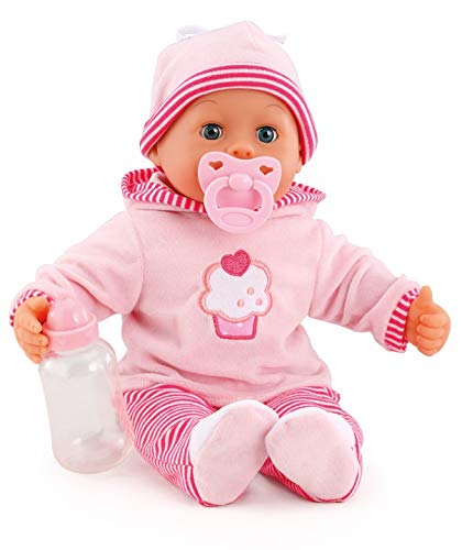 Bayer Design- Muñeca bebé 38 cm, Las Primeras Palabras, con chupete y botellín, Color rosa (93816AA) , color/modelo surtido