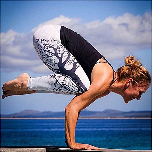 BaZhaHei Mujer Pantalones Largos Deportivos Patrón de árbol Leggings para Running Yoga y Ejercicio Mallas Deportivas ImpresióN De áRbol Deporte Fitness Gym Pantalon EláSticos Running