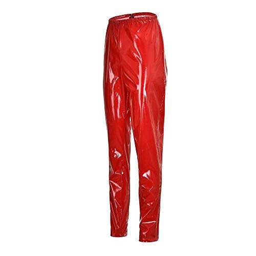 BaZhaHei Mujeres Pu Leggins cuero Skinny Elásticos pantalones Pantalones de mujer elásticos de bolsillo de imitación de cuero de imitación pantalones pitillo cintura alta Medias Pantalones cuero mujer