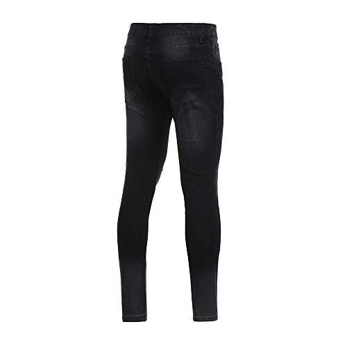 BaZhaHei-Pantalones de hombre Pantalones Vaqueros con Cremallera de Agujero Roto para Hombres de Pantalones de Mezclilla elásticos Pitillo para Hombre Pantalón de Mezclilla deshilachados BaZhaHei-Pantalones de hombre Pantalones Vaqueros con Cremallera de Agujero Roto para Hombres de Pantalones de Mezclilla elásticos Pitillo para Hombre Pantalón de Mezclilla deshilachados