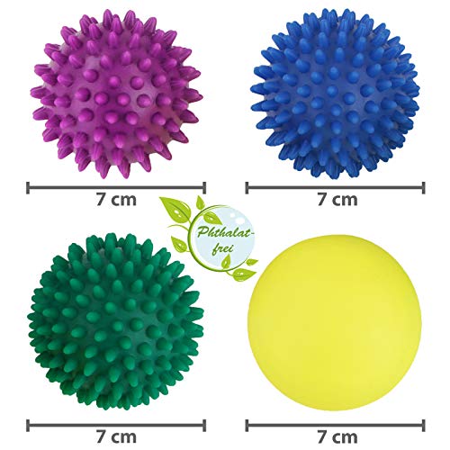 BB Sport Bolas de Masaje Set de 4 con Diferentes Tipos de dureza Pelotas de Masaje con Pinchos BB Sport Bolas de Masaje Set de 4 con Diferentes Tipos de dureza Pelotas de Masaje con Pinchos