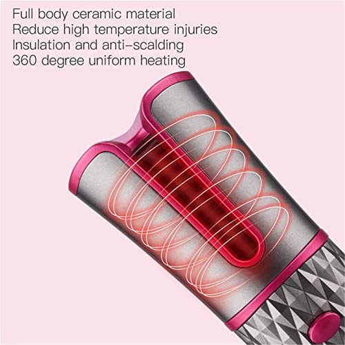 BBGSFDC Cenagos para el Cabello LCD Temp Pantalla Temperatura Ajustable Curler Herramientas portátiles Curling Hierro para un Estilo Saludable para Todo Tipo de Cabello (Color : Whitesilver)