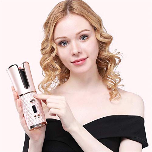 BBGSFDC Cenagos para el Cabello LCD Temp Pantalla Temperatura Ajustable Curler Herramientas portátiles Curling Hierro para un Estilo Saludable para Todo Tipo de Cabello (Color : Whitesilver)