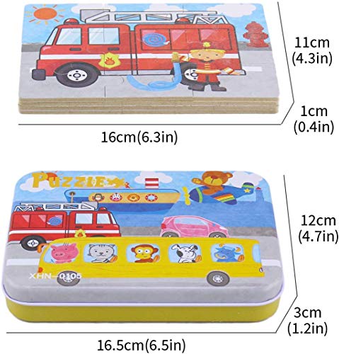 BBLIKE Jigsaw Wooden Puzzles Toy in a Box for Kids, Pack of 4 with Varying Degree of Difficulty Educational Learning Tool Best Birthday Present for Boys Girls (Serie Transporte) BBLIKE Jigsaw Wooden Puzzles Toy in a Box for Kids, Pack of 4 with Varying Degree of Difficulty Educational Learning Tool Best Birthday Present for Boys Girls (Serie Transporte)