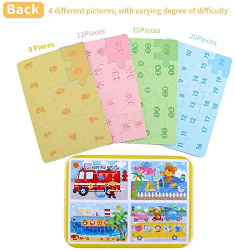 BBLIKE Jigsaw Wooden Puzzles Toy in a Box for Kids, Pack of 4 with Varying Degree of Difficulty Educational Learning Tool Best Birthday Present for Boys Girls (Serie Transporte) BBLIKE Jigsaw Wooden Puzzles Toy in a Box for Kids, Pack of 4 with Varying Degree of Difficulty Educational Learning Tool Best Birthday Present for Boys Girls (Serie Transporte)