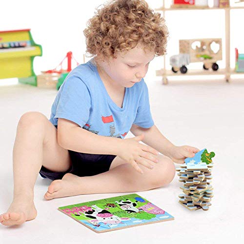BBLIKE Jigsaw Wooden Puzzles Toy in a Box for Kids, Pack of 4 with Varying Degree of Difficulty Educational Learning Tool Best Birthday Present for Boys Girls (Serie Transporte)