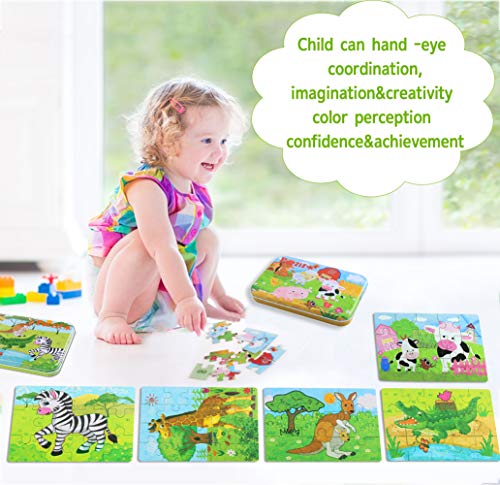 BBLIKE Puzzles de Madera 112 Piezas, Animales Rompecabezas de Madera Puzzles Infantiles 3 4 5+ años, Habilidad motora Fina Juego de Regalo Educativo Preescolar de Aprendizaje temprano para niños