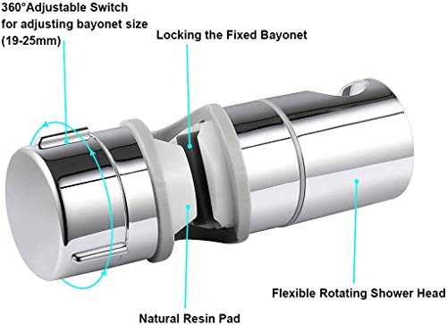 BBLIKE Soporte Ducha de Mano Soporte de Cabezal de Soporte Ducha Pared Reemplazable Diámetro de 19-25 MM Cromo Ajustable ABS 【2019 Nuevo Diseño Mejorado】