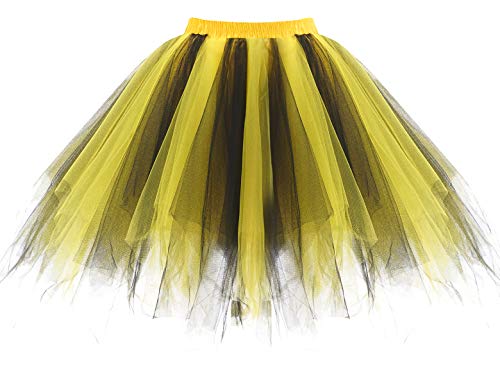 Bbonlinedress Faldas Tul Mujer Enaguas Cortas Tutus Ballet Mini para Vestidos Black Yellow M Bbonlinedress Faldas Tul Mujer Enaguas Cortas Tutus Ballet Mini para Vestidos Black Yellow M