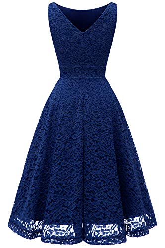 Bbonlinedress Vestido Corto Elegante Mujer De Encaje Boda Playa Fiesta Noche Cóctel Sin Mangas Navy L