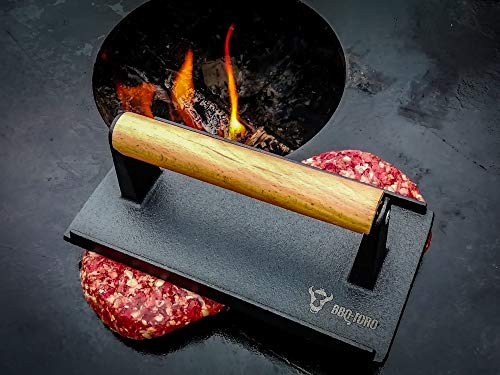 BBQ-TORO Prensa para Carne I Rectangular I Hierro fundido I 1 PIEZA I 21 x 11 cm I 1 Kg I Mango de Madera I Parrilla I Barbacoa BBQ-TORO Prensa para Carne I Rectangular I Hierro fundido I 1 PIEZA I 21 x 11 cm I 1 Kg I Mango de Madera I Parrilla I Barbacoa