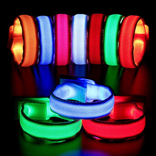 BBTO 12 Piezas Brazaletes LED Iluminadas Pulseras de Luz LED Pulsera Deportiva Intermitente Equipo Alta Visibilidad para Fiesta, Running, Ciclismo, Conciertos, Festivales