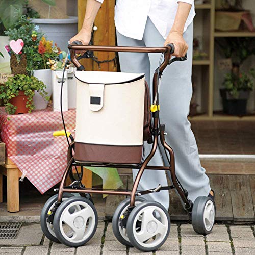 BBWYYQX Carretilla Las Personas de Edad Doblez Caminante Carrito de Compras,Asiento Cesta Ajustable Encargarse de Respaldo con Ruedas/A / 60.5×47×83cm