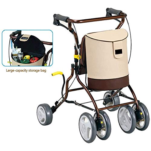 BBWYYQX Carretilla Las Personas de Edad Doblez Caminante Carrito de Compras,Asiento Cesta Ajustable Encargarse de Respaldo con Ruedas/A / 60.5×47×83cm