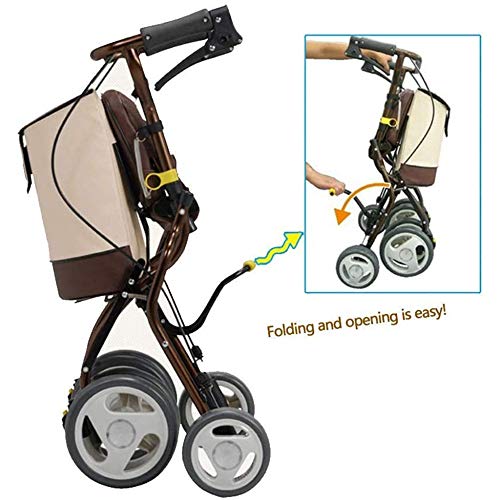 BBWYYQX Carretilla Las Personas de Edad Doblez Caminante Carrito de Compras,Asiento Cesta Ajustable Encargarse de Respaldo con Ruedas/A / 60.5×47×83cm