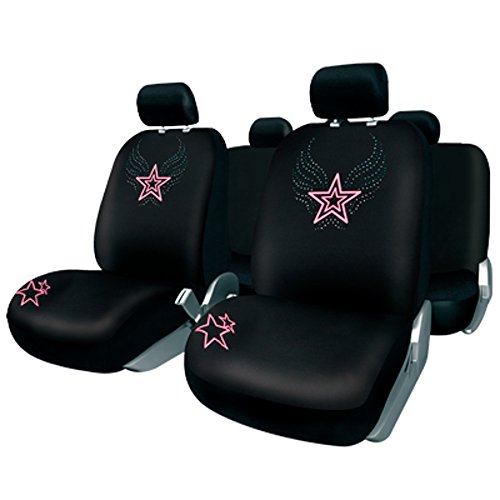 BC Corona FUK10401 Juego de Fundas para Asiento Coche 11 Piezas Modelo Ibiza Color Negro/Rosa. Trasera Partida BC Corona FUK10401 Juego de Fundas para Asiento Coche 11 Piezas Modelo Ibiza Color Negro/Rosa. Trasera Partida