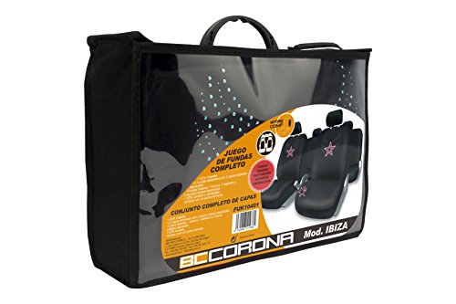 BC Corona FUK10401 Juego de Fundas para Asiento Coche 11 Piezas Modelo Ibiza Color Negro/Rosa. Trasera Partida BC Corona FUK10401 Juego de Fundas para Asiento Coche 11 Piezas Modelo Ibiza Color Negro/Rosa. Trasera Partida