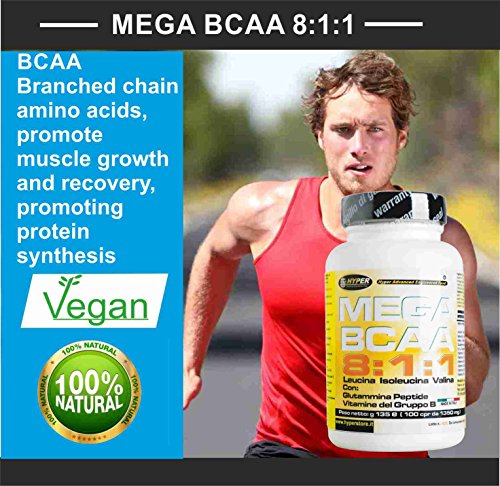 BCAA 8: 1: 1 Aminoácidos ramificados 1200 tabletas 1620 gr mejorado con Péptido de glutamina Grupo de Vitaminas B (8 leucina, 1 isoleucina, 1 valina) | Aumento de la masa muscular