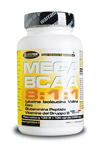 BCAA 8: 1: 1 Aminoácidos ramificados 1200 tabletas 1620 gr mejorado con Péptido de glutamina Grupo de Vitaminas B (8 leucina, 1 isoleucina, 1 valina) | Aumento de la masa muscular