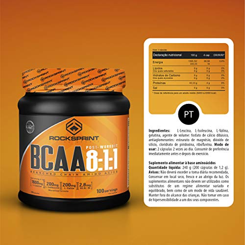 BCAA 8:1:1 - proporción ideal - gana masa muscular de forma rápida - con vitaminas B - BCAA 8:1:1 200 capsulas