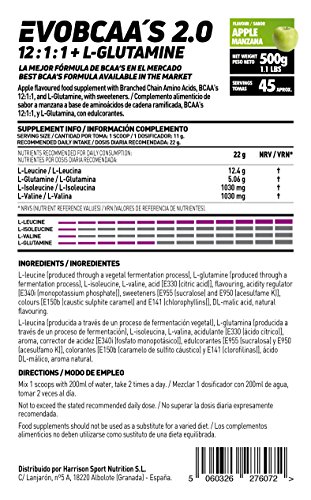 BCAA con Glutamina de HSN Evobcaa's 2.0 | Aminoácidos Ramificados Ratio 12:1:1 (L-Leucina + L-Valina + L-Isoleucina) | Recuperación y Ganar Masa Muscular | Vegano, Sin Lactosa, Sabor Manzana, 500g BCAA con Glutamina de HSN Evobcaa's 2.0 | Aminoácidos Ramificados Ratio 12:1:1 (L-Leucina + L-Valina + L-Isoleucina) | Recuperación y Ganar Masa Muscular | Vegano, Sin Lactosa, Sabor Manzana, 500g