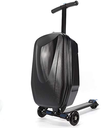 Bcaer 20 Pulgadas de Pedal Maleta con Ruedas Plegable Scooter de Carrito de Equipaje Carro Estuche rígido de Equipaje de la Carretilla,Black