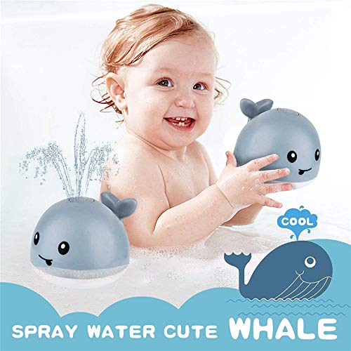 Bcaer Juguetes de la Ducha del bebé Anfibio natación y los Juguetes de los niños Juguetes de la Ballena de Ducha automática de pulverización de Agua (con Luces LED),Grey