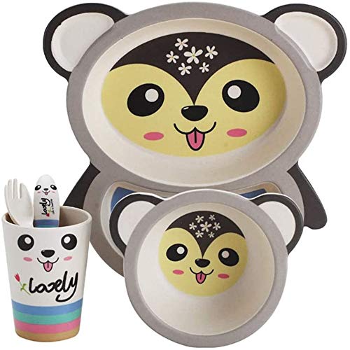 Bcaer Nuevo Animal de 5 Piezas Conjunto bebé vajilla tazón tazón tazón Tenedor Cuchara Taza Conjunto Natural bambú Fibra tazón Lindo Dibujos Animados niños alimentación vajilla niño vajilla Rosa,Grey Bcaer Nuevo Animal de 5 Piezas Conjunto bebé vajilla tazón tazón tazón Tenedor Cuchara Taza Conjunto Natural bambú Fibra tazón Lindo Dibujos Animados niños alimentación vajilla niño vajilla Rosa,Grey