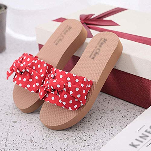 Bcaer Nuevo Arco Zapatillas Verano de Las señoras del Estilo de Corea out Moda Red roja corazón de Las Muchachas Plana Sandalias y Zapatillas,Red-37 Bcaer Nuevo Arco Zapatillas Verano de Las señoras del Estilo de Corea out Moda Red roja corazón de Las Muchachas Plana Sandalias y Zapatillas,Red-37