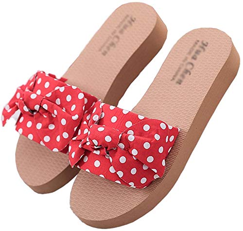 Bcaer Nuevo Arco Zapatillas Verano de Las señoras del Estilo de Corea out Moda Red roja corazón de Las Muchachas Plana Sandalias y Zapatillas,Red-37 Bcaer Nuevo Arco Zapatillas Verano de Las señoras del Estilo de Corea out Moda Red roja corazón de Las Muchachas Plana Sandalias y Zapatillas,Red-37