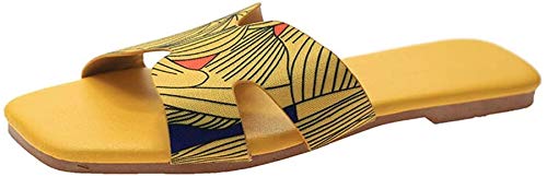 Bcaer Palabra Nuevo H Plana Zapatillas Mujer Floral con Abierta con Punta de Zapatillas de Corea del Bowknot de Playa Zapatos de Vacaciones de Verano,Yellow-38 Bcaer Palabra Nuevo H Plana Zapatillas Mujer Floral con Abierta con Punta de Zapatillas de Corea del Bowknot de Playa Zapatos de Vacaciones de Verano,Yellow-38