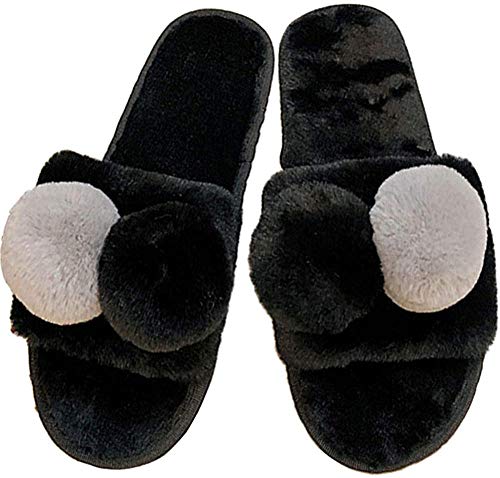 Bcaer Señoras de Felpa Zapatillas de otoño/Invierno de Interior casero con Punta Abierta del Flip-Flop Plana Antideslizante de Madera del Piso del algodón de Pelo, Negro, 41,Black-39 Bcaer Señoras de Felpa Zapatillas de otoño/Invierno de Interior casero con Punta Abierta del Flip-Flop Plana Antideslizante de Madera del Piso del algodón de Pelo, Negro, 41,Black-39