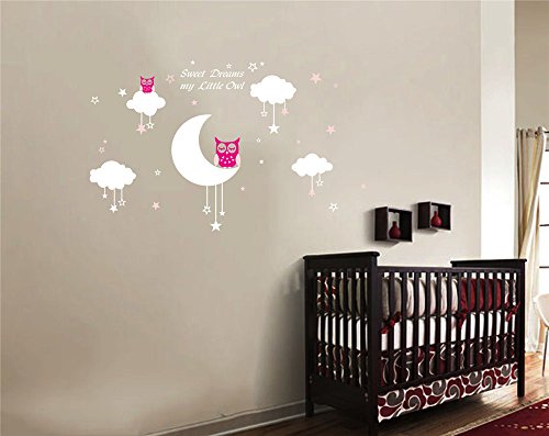 Bdecoll "sweety dreams my litter owl"Vinilo decorativo/Adhesivo mural decorativo de vinilo/vinilo Natural Tema pared arte bebé guardería adhesivo (rosa) Bdecoll "sweety dreams my litter owl"Vinilo decorativo/Adhesivo mural decorativo de vinilo/vinilo Natural Tema pared arte bebé guardería adhesivo (rosa)