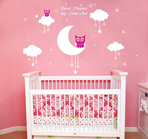Bdecoll "sweety dreams my litter owl"Vinilo decorativo/Adhesivo mural decorativo de vinilo/vinilo Natural Tema pared arte bebé guardería adhesivo (rosa) Bdecoll "sweety dreams my litter owl"Vinilo decorativo/Adhesivo mural decorativo de vinilo/vinilo Natural Tema pared arte bebé guardería adhesivo (rosa)