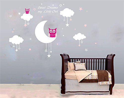 Bdecoll "sweety dreams my litter owl"Vinilo decorativo/Adhesivo mural decorativo de vinilo/vinilo Natural Tema pared arte bebé guardería adhesivo (rosa) Bdecoll "sweety dreams my litter owl"Vinilo decorativo/Adhesivo mural decorativo de vinilo/vinilo Natural Tema pared arte bebé guardería adhesivo (rosa)
