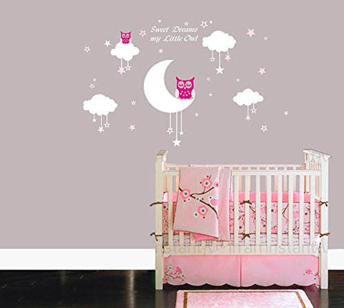 Bdecoll "sweety dreams my litter owl"Vinilo decorativo/Adhesivo mural decorativo de vinilo/vinilo Natural Tema pared arte bebé guardería adhesivo (rosa) Bdecoll "sweety dreams my litter owl"Vinilo decorativo/Adhesivo mural decorativo de vinilo/vinilo Natural Tema pared arte bebé guardería adhesivo (rosa)