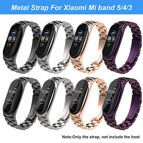 BDIG Correa Compatible Mi Band 5 Correas Metal, Pulsera de Acero Inoxidable Agradable para Mi Band 5 Correa (No Host), Plata