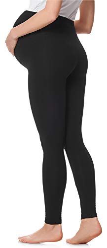 Be Mammy Lote de 2 Leggins Premamá Embarazo Ropa Deporte BE20-230(Negro/Negro, M)