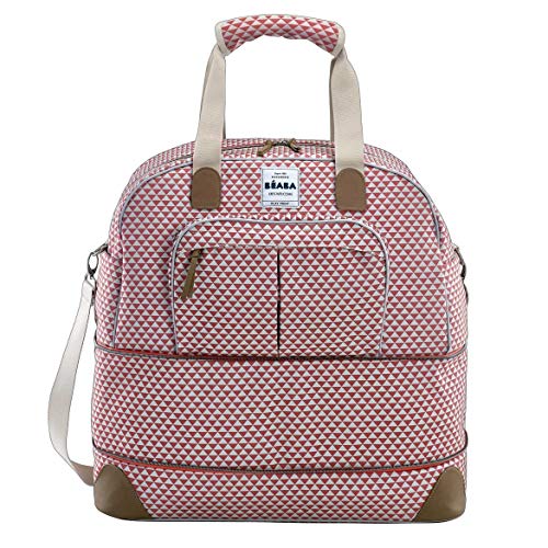 BÉABA Bolso de Maternidad Amsterdam II Extensible Bolso de Viaje XXL 50 litros Colchoneta cambiador Múltiples compartimentos Bandoleras extraíbles Pañales Bebé Marsala