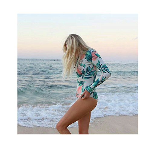 Beachkini Mujer Surf Ropa Una Pieza Traje de Baño Manga Larga Bañador Rashguard