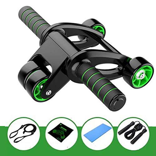 BEAETH Rodillo de Ejercicio de 4 Ruedas, Rodillo de Rueda Abdominal Plegable con Banda de Resistencia, Cuerda de Saltar y colchoneta Antideslizante para Hombres, Mujeres, Entrenamiento físico BEAETH Rodillo de Ejercicio de 4 Ruedas, Rodillo de Rueda Abdominal Plegable con Banda de Resistencia, Cuerda de Saltar y colchoneta Antideslizante para Hombres, Mujeres, Entrenamiento físico