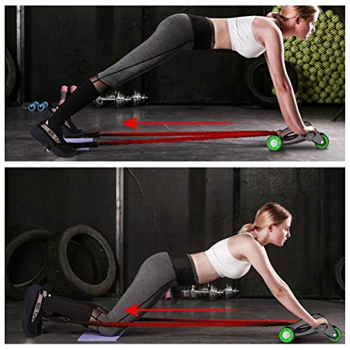 BEAETH Rodillo de Ejercicio de 4 Ruedas, Rodillo de Rueda Abdominal Plegable con Banda de Resistencia, Cuerda de Saltar y colchoneta Antideslizante para Hombres, Mujeres, Entrenamiento físico BEAETH Rodillo de Ejercicio de 4 Ruedas, Rodillo de Rueda Abdominal Plegable con Banda de Resistencia, Cuerda de Saltar y colchoneta Antideslizante para Hombres, Mujeres, Entrenamiento físico